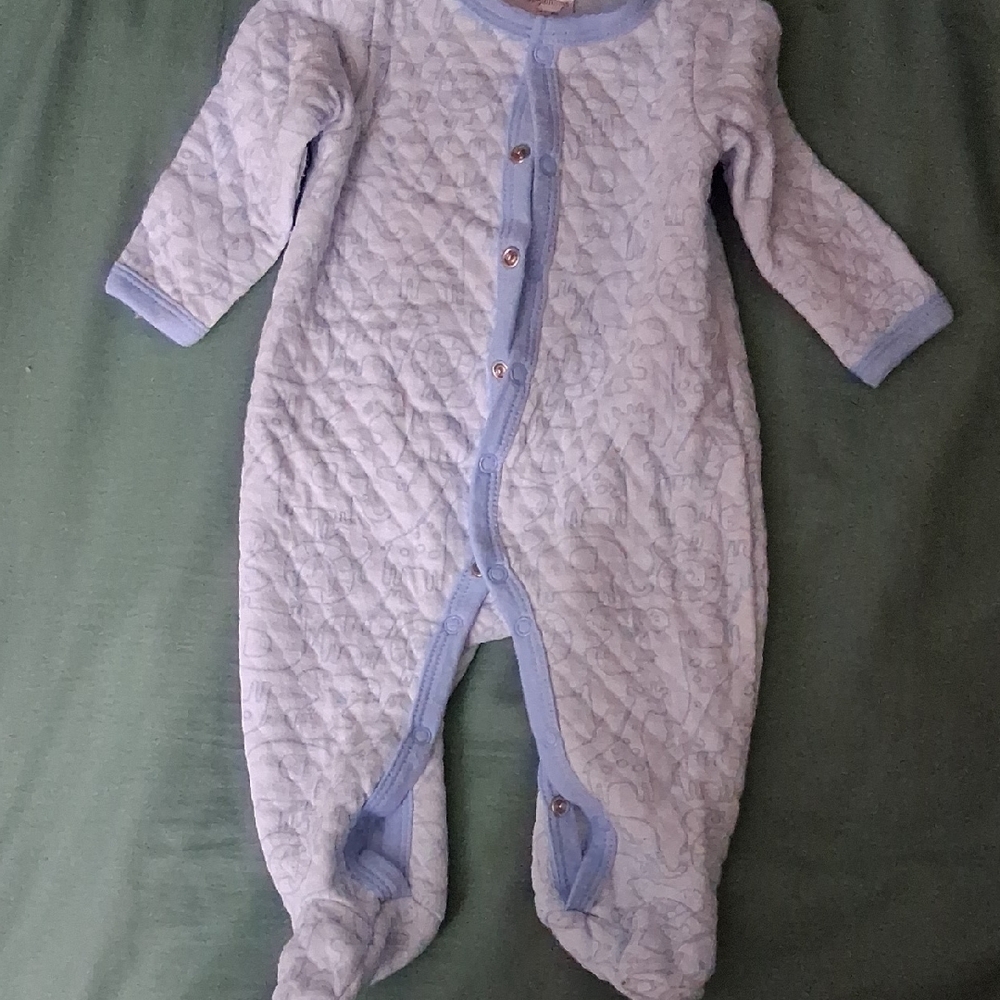 Quilted Blue Baby One Piece